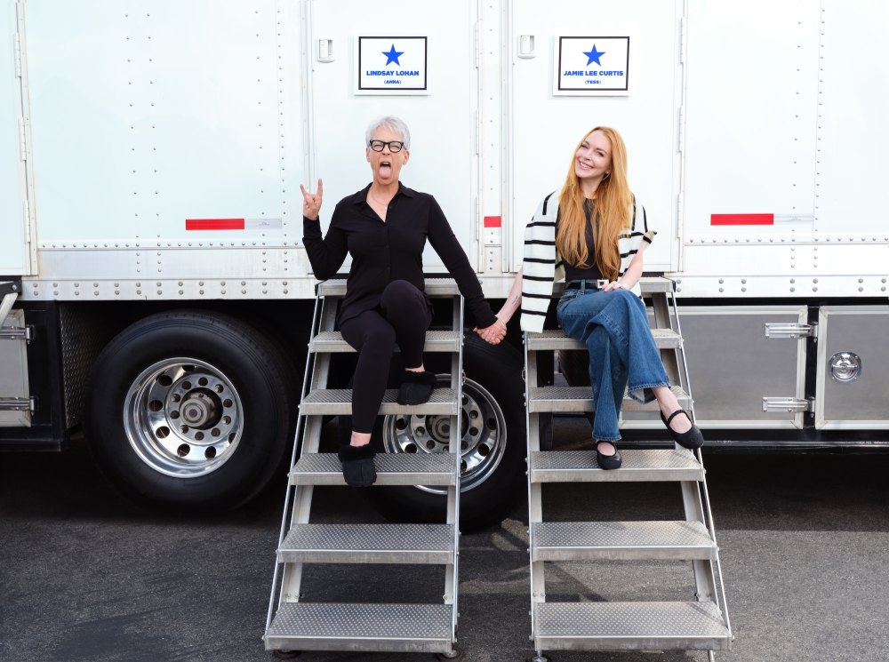 Jamie Lee Curtis and Lindsay Lohan on the set of the sequel to 