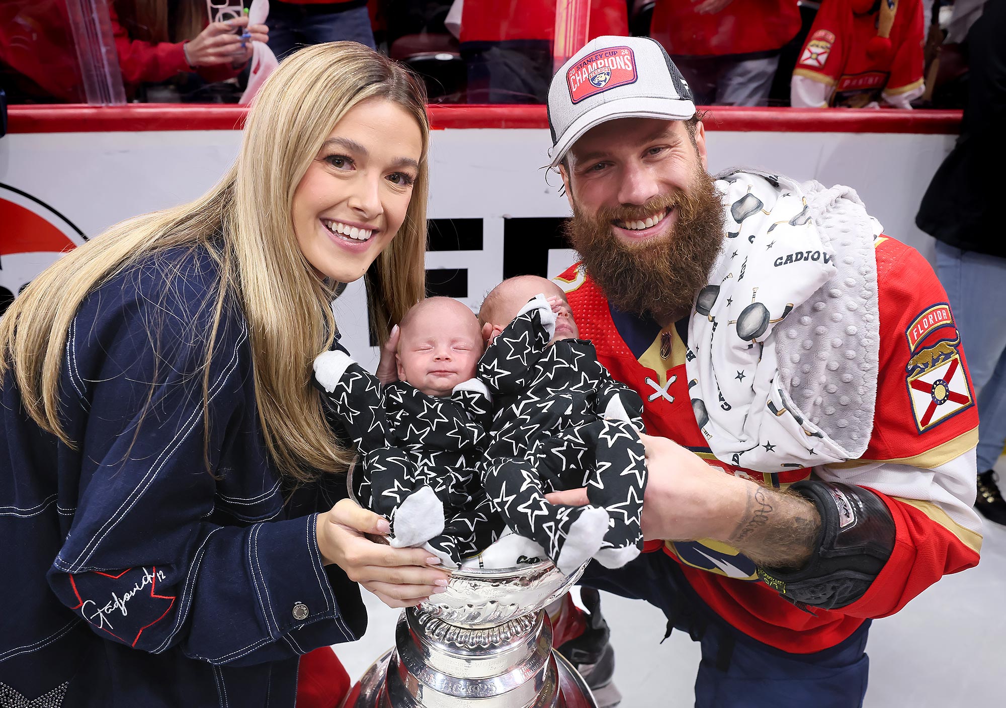 Florida Panthers Players Celebrate Historic Win By Placing Their Babies in Stanley Cup Trophy