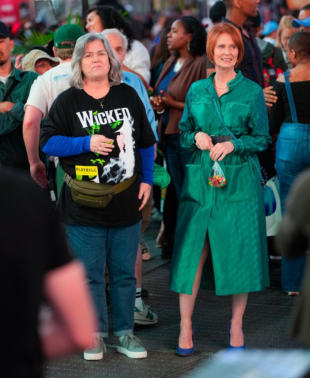 Rosie ODonnell and Cynthia Nixon Spotted Filming And Just Like That in Times Square