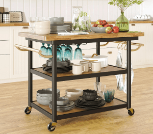 Beautiful Wheeled Kitchen Cart with 2 lower shelves by Drew Barrymore