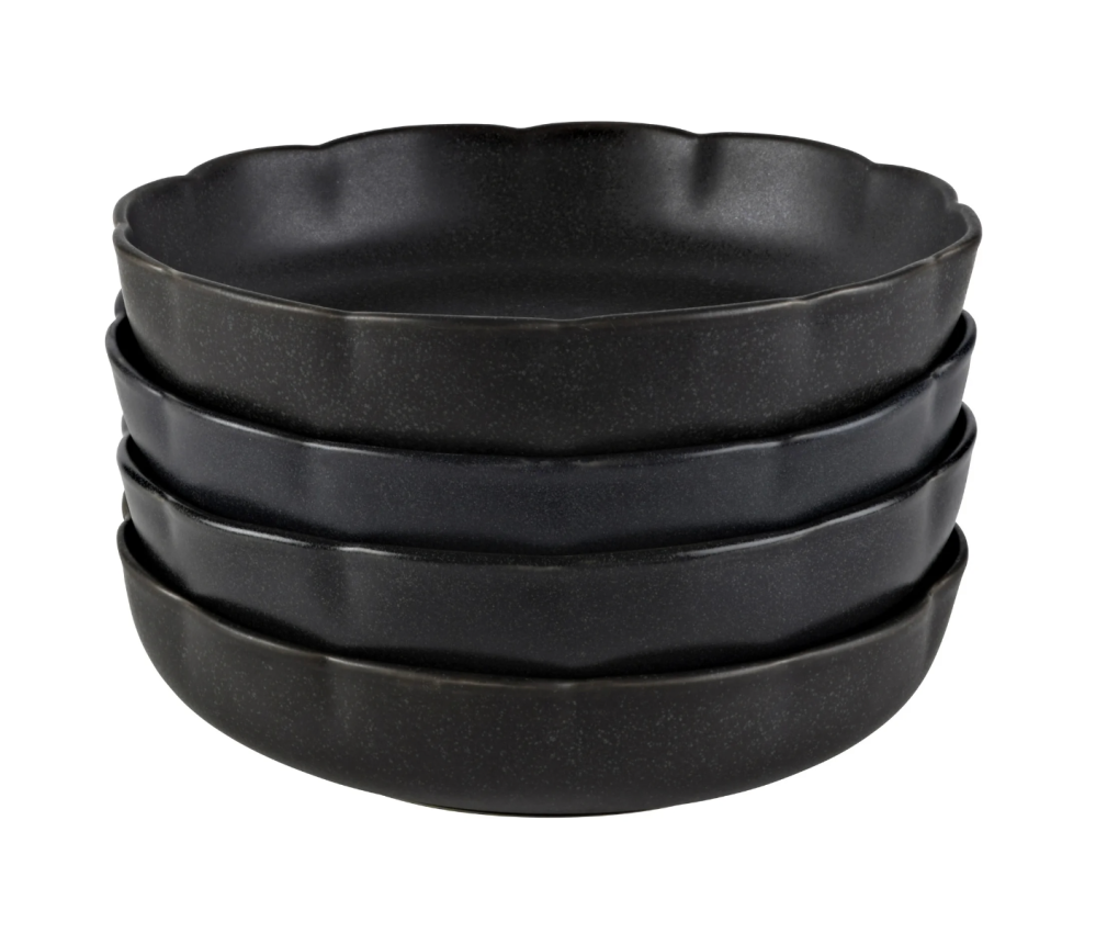 Beautiful Scallop Set of 4 Stoneware Pasta Bowl Black by Drew Barrymore