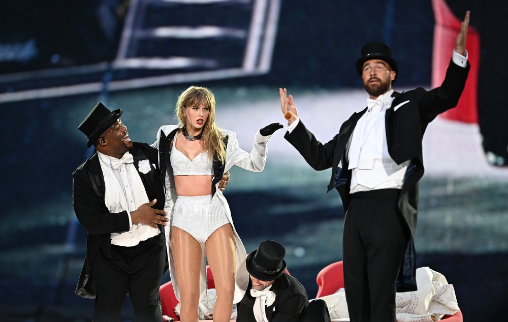 Taylor Swift brings Travis Kelce on stage in London
