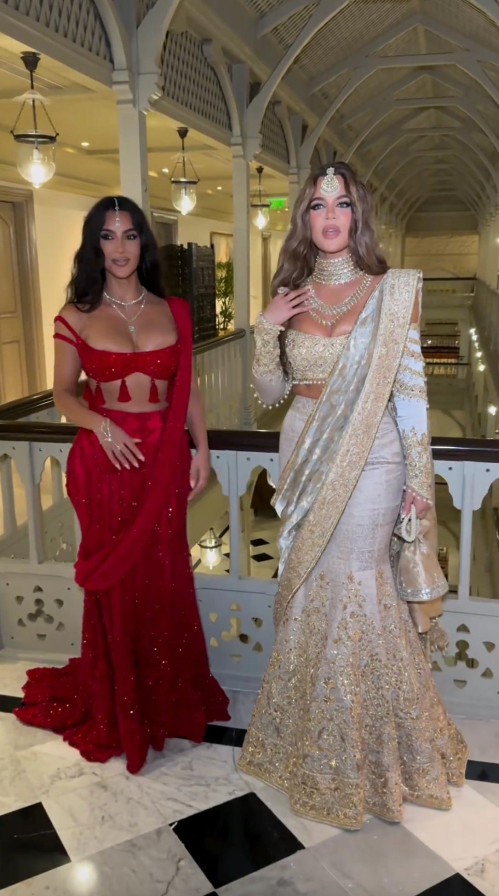 Kim and Khloe Kardashian Rock Traditional Indian Gowns for Wedding | Us ...