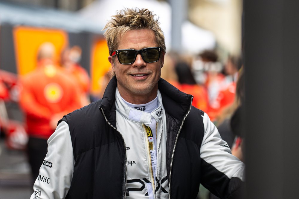 Brad Pitt Looks Young As Ever With New Haircut at F1 Grand Prix Previews