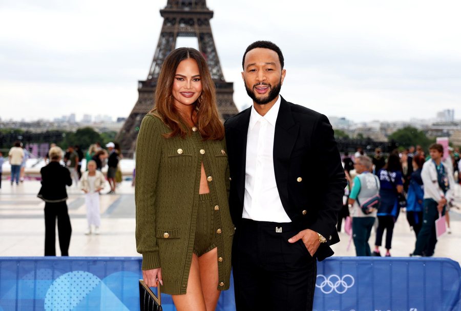 Chrissy Teigen Ditches Pants in Green Outfit for Olympics