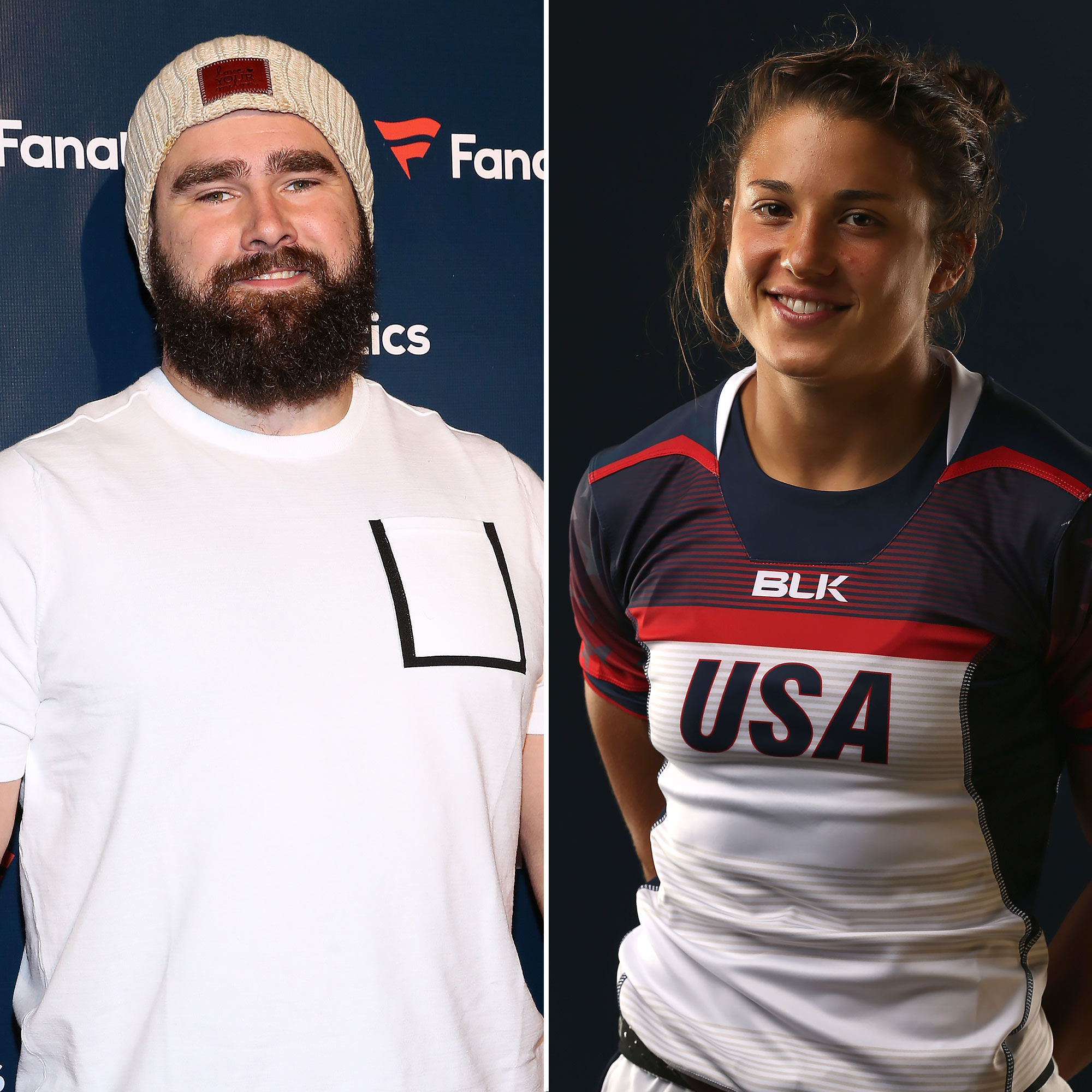 Jason Kelce wird zum Armwrestle-Team USA Women's Rugby Star herausgefordert