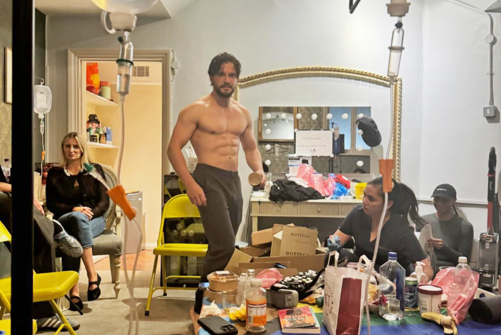 Kit Harington Shows Off Chiseled Physique Backstage on Broadway