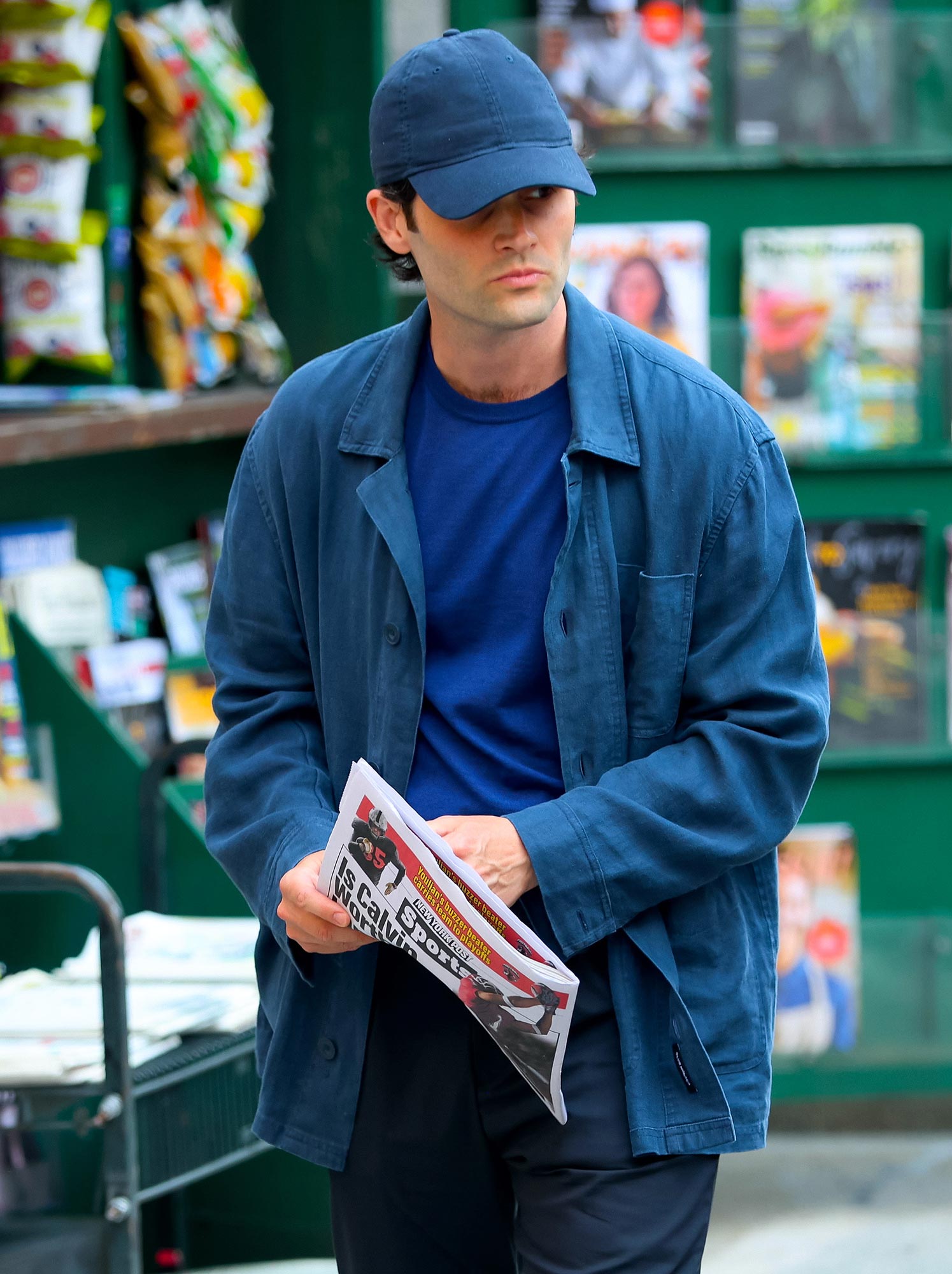 Penn Badgley Proves His Iconic ‘You’ Baseball Hat Is Here to Stay