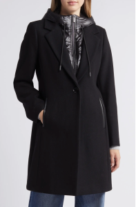 Michael Michael Kors Wool Blend Coat with Removable Hooded Bib