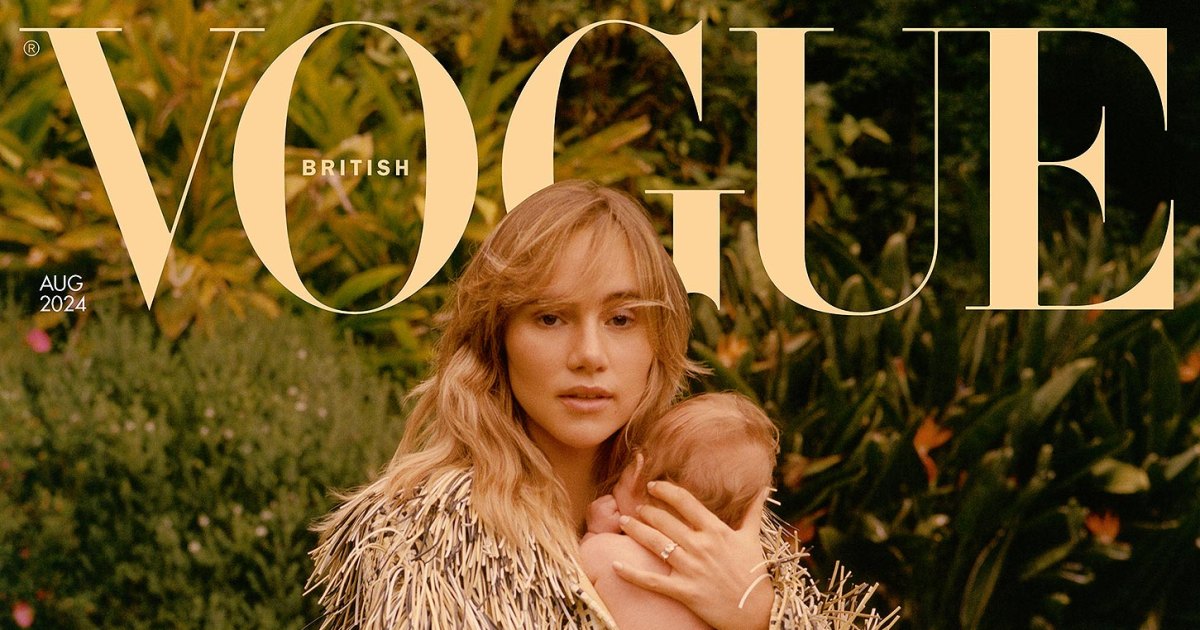 Suki Waterhouse's Post-Pregnancy Cover Shoot for British Vogue: Tan Fringe Coat, No Makeup, and Her Baby Girl