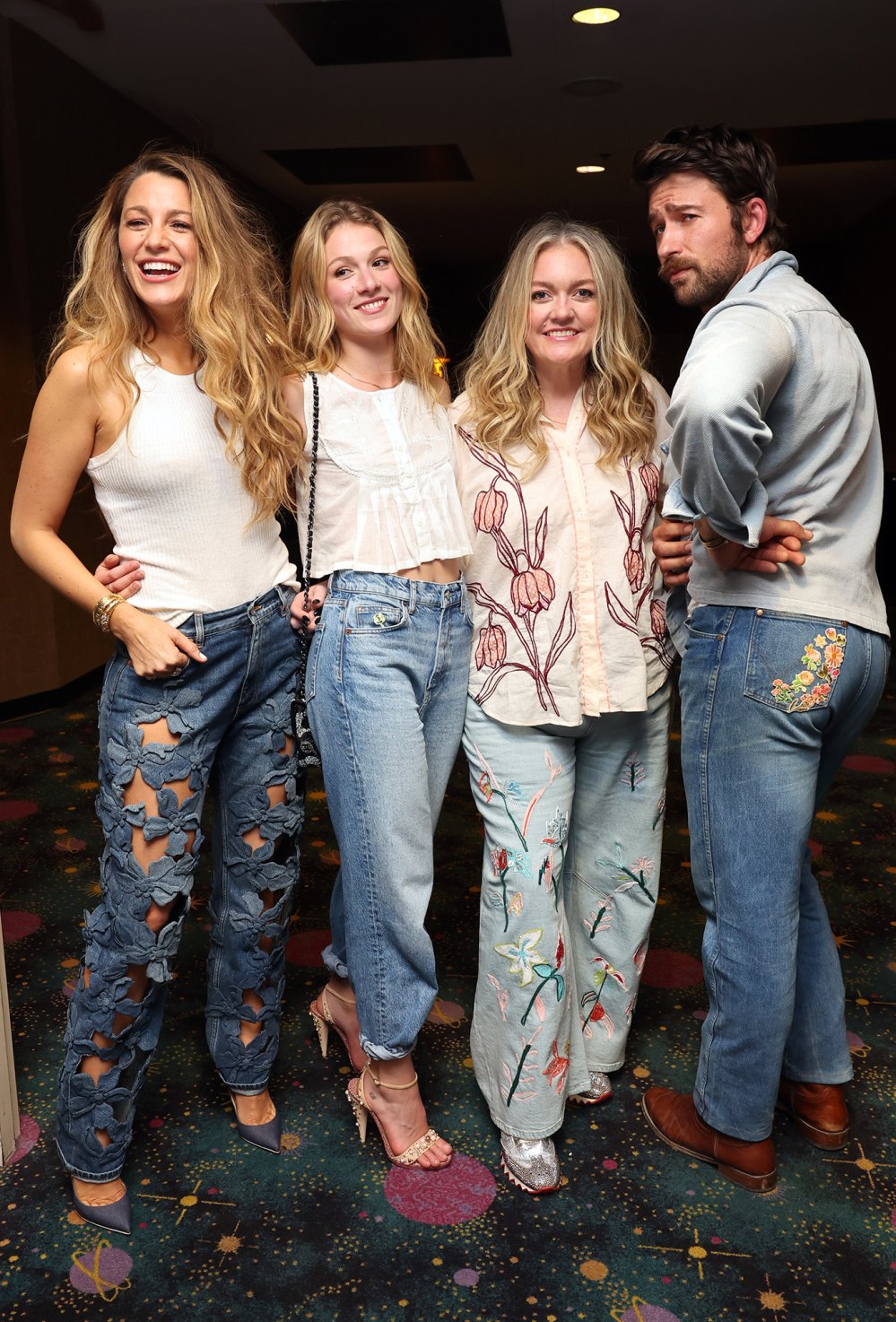 Blake Lively Handmade Her Costar’s Floral Jeans at ‘It Ends With Us’ Early Preview