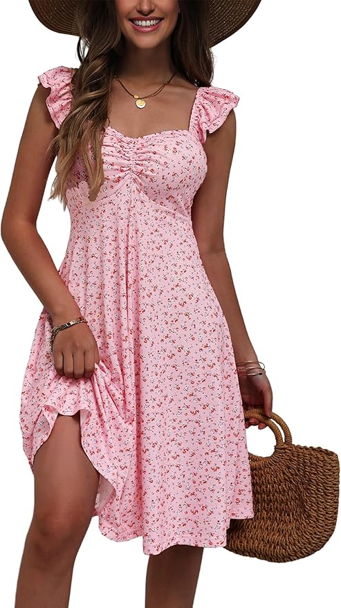 Vestido Fensace com decote coração e estampa floral