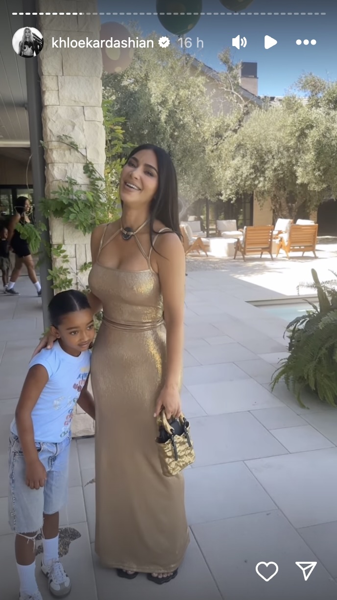 Khloe Kardashian Teases Kim for Wearing Floor-Length Gown to Son's B-Day
