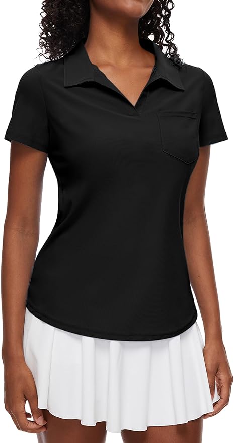 Loovoo Short Sleeve Collared V-Neck