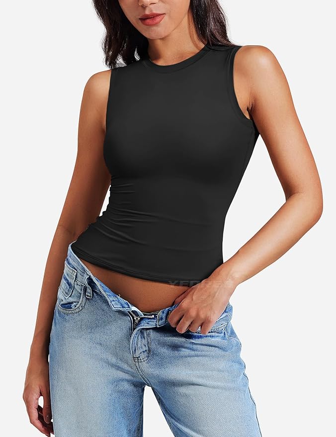 YEOREO Basic Mock Neck Workout Crop Top