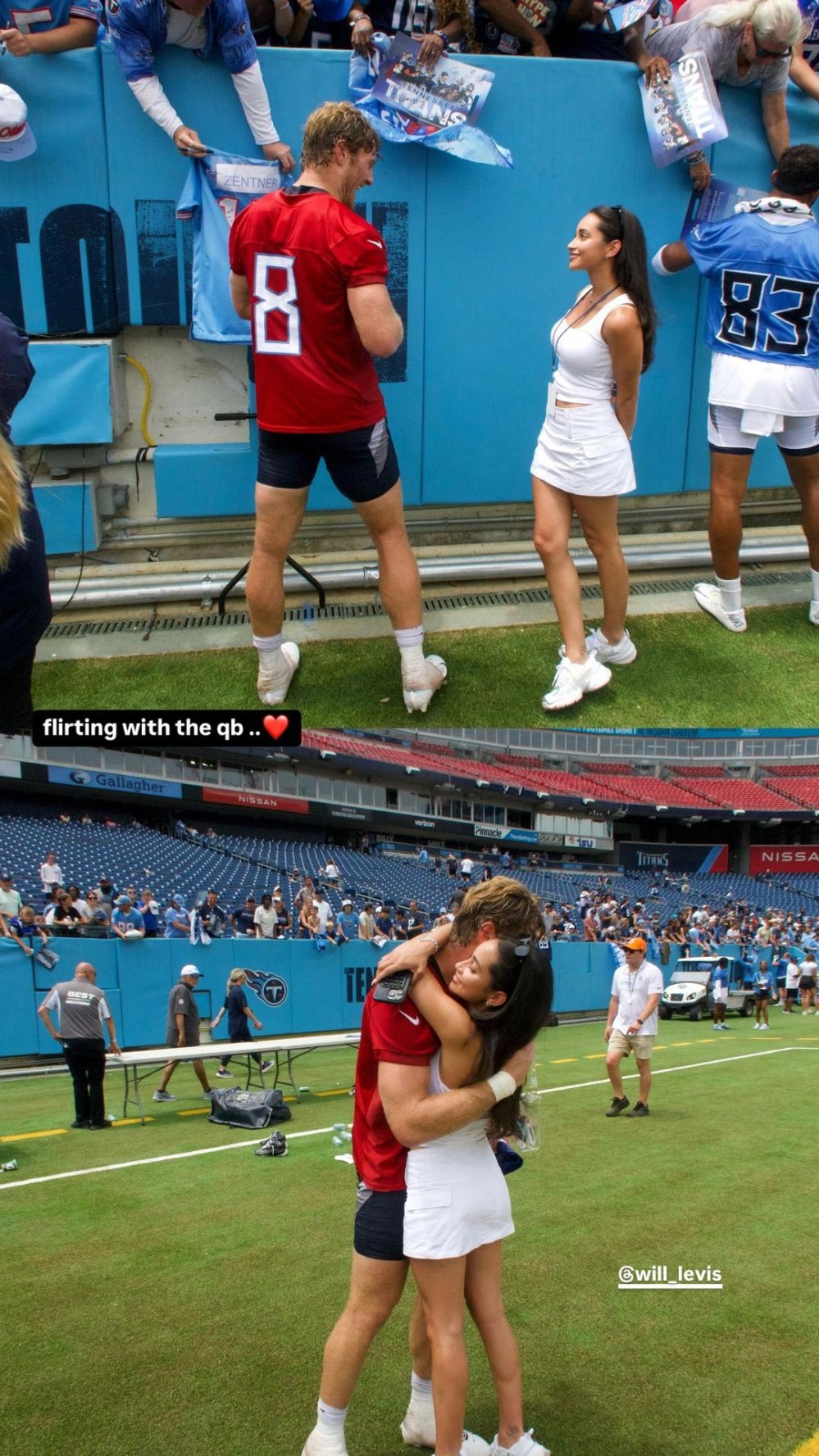 Bachelor Alum Victoria Fuller Visits Boyfriend Will Levis at NFL Training Camp Flirting With the QB