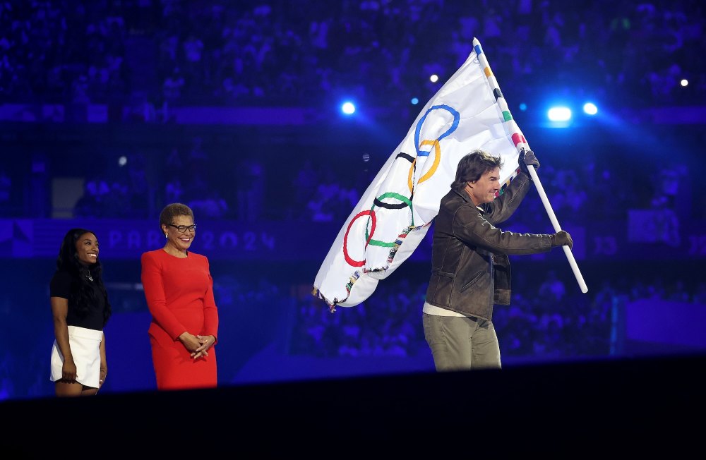 Tom Cruise at Olympics Closing Ceremony with Simone Biles and Karen Bass