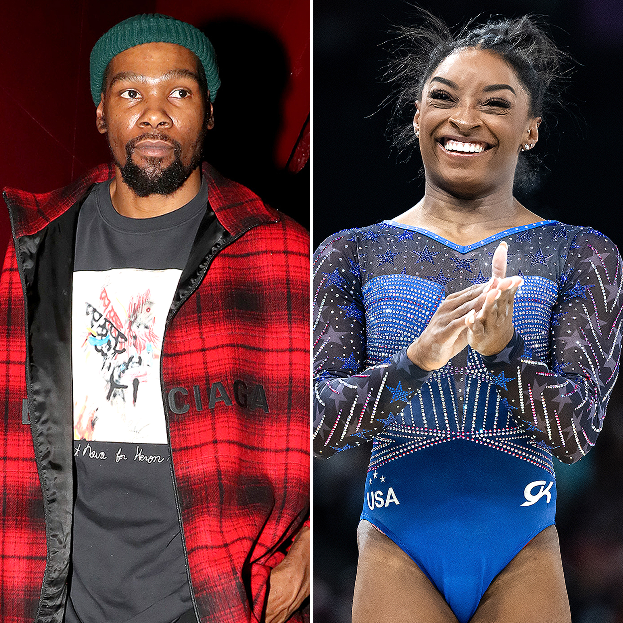 Kevin Durant jest pod wrażeniem mięśni łydek Simone Biles podczas igrzysk olimpijskich