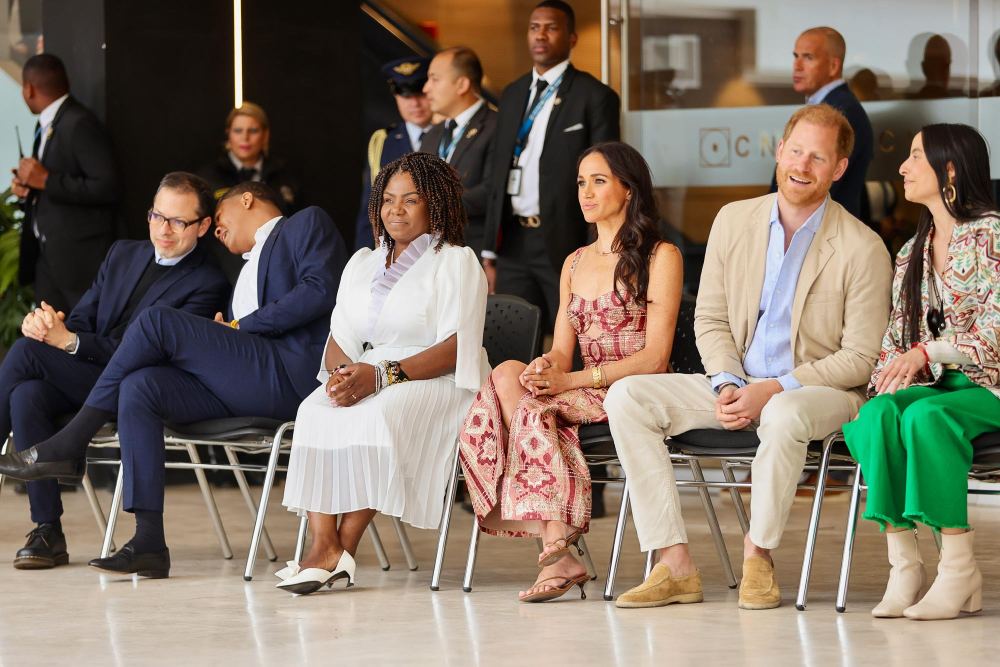 Meghan Duchess of Sussex and Prince Harry Duke of Sussex attend a folkloric presentation at Centro Nacional de las Artes Delia Zapata 171