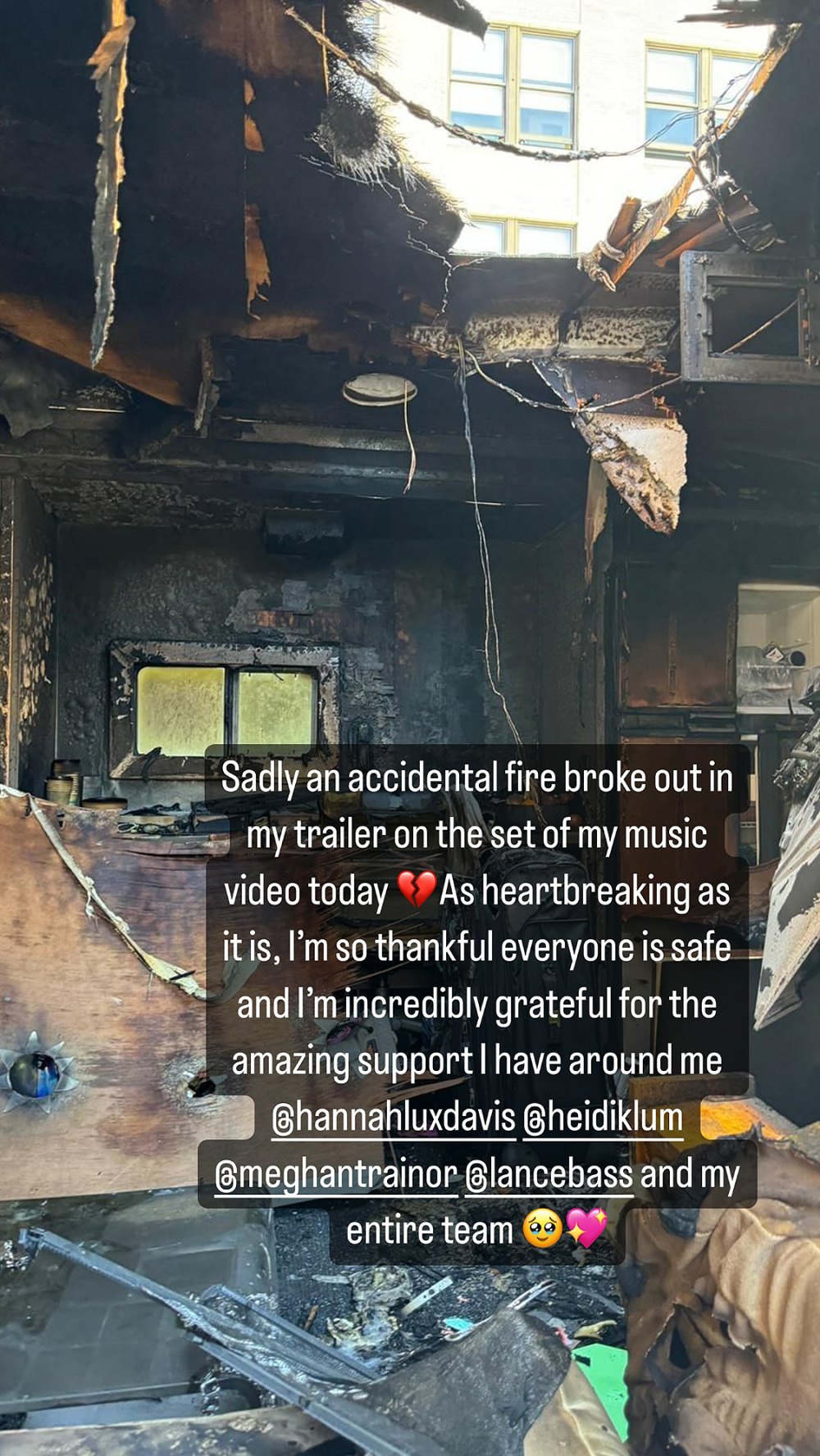 Paris Hilton expresses gratitude for her safety after trailer burns down during music video shoot