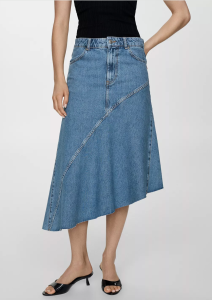 Mango Women's Asymmetrical Denim Skirt