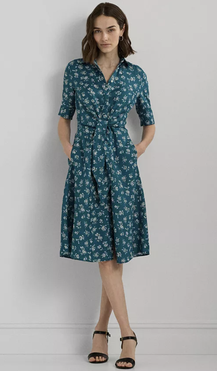 Lauren Ralph Lauren Women's Floral Linen Shirt Dress