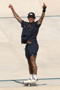 Skateboarder Nyjah Huston’s Performance at the 2024 Paris Olympics Has Us Googling Him Shirtless