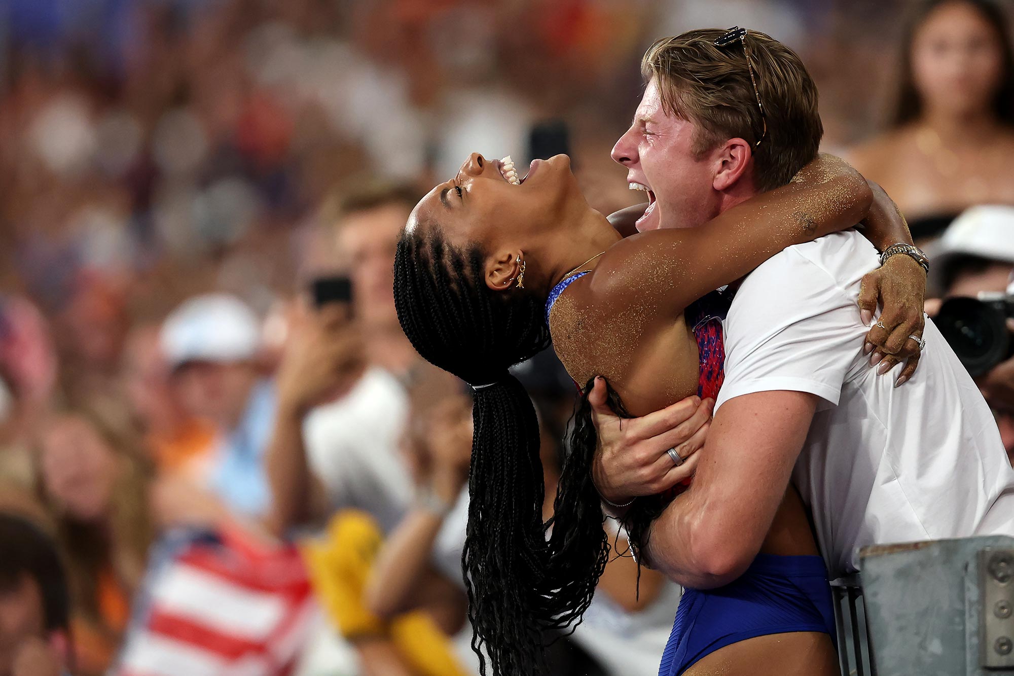 Tara Davis-Woodhall ‘Almost Blacked Out’ Hugging Husband After Winning Gold