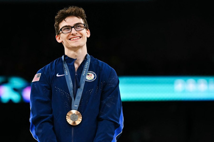 Gymnast Stephen Nedoroscik Wins Bronze During Mens Pommel Horse Final at 2024 Paris Olympics