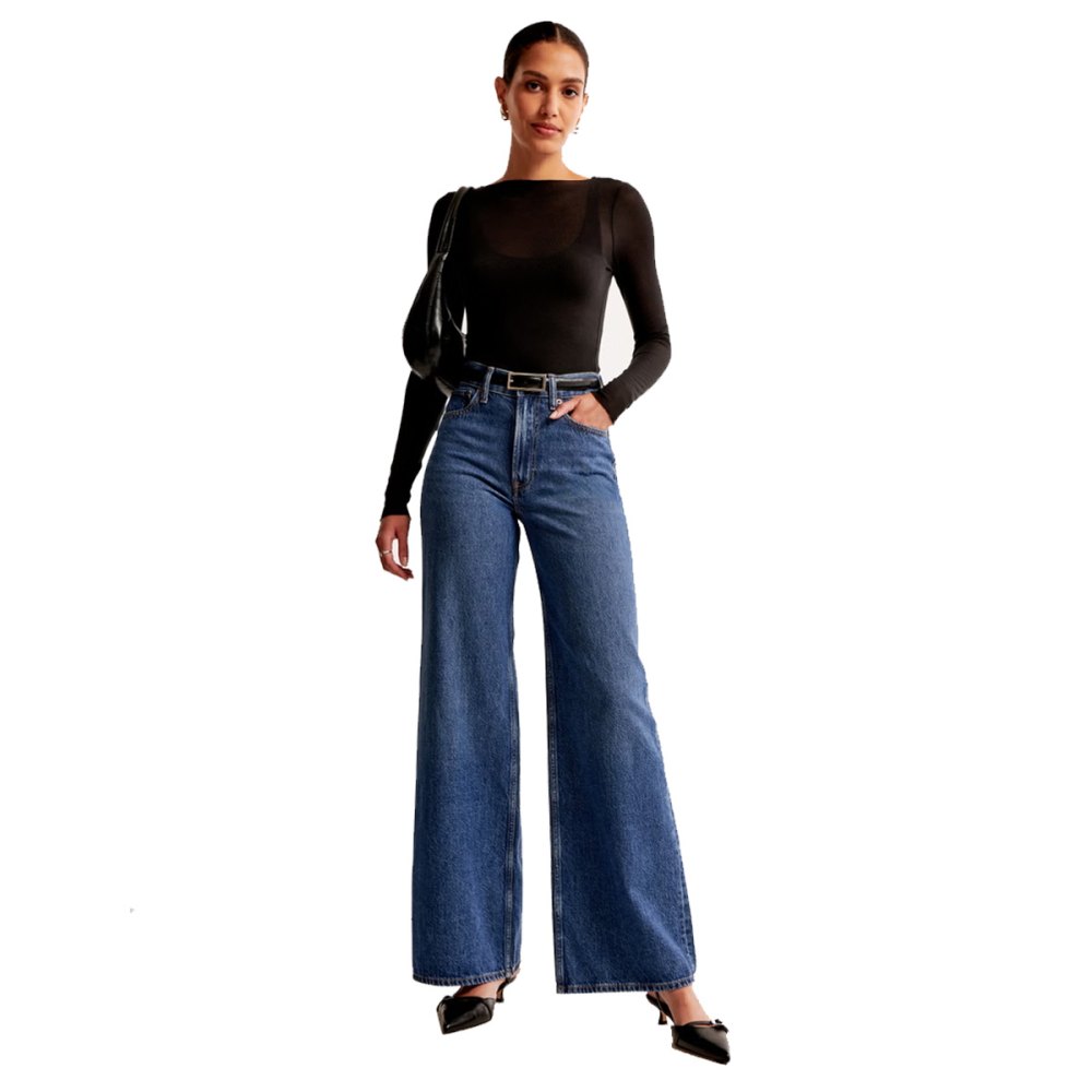 High waisted wide leg jeans