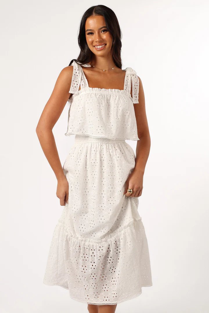 Eyelet midi dress