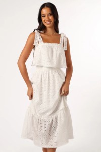 eyelet midi dress