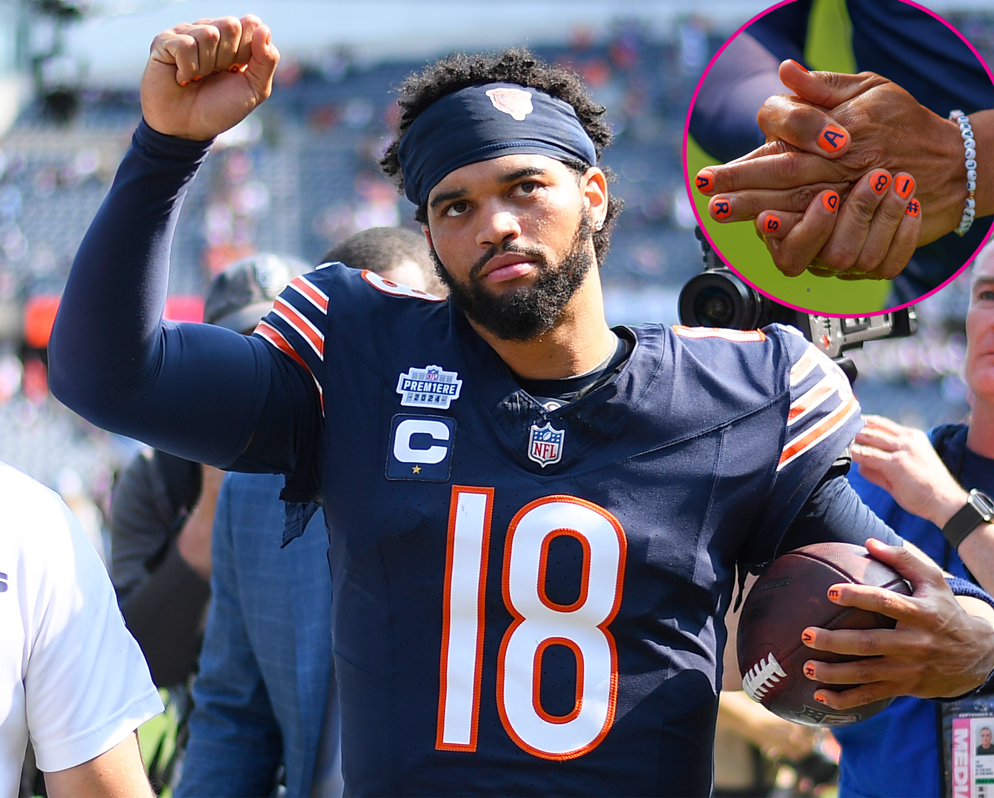 Bears QB Caleb Williams usa esmalte laranja para estreia na NFL