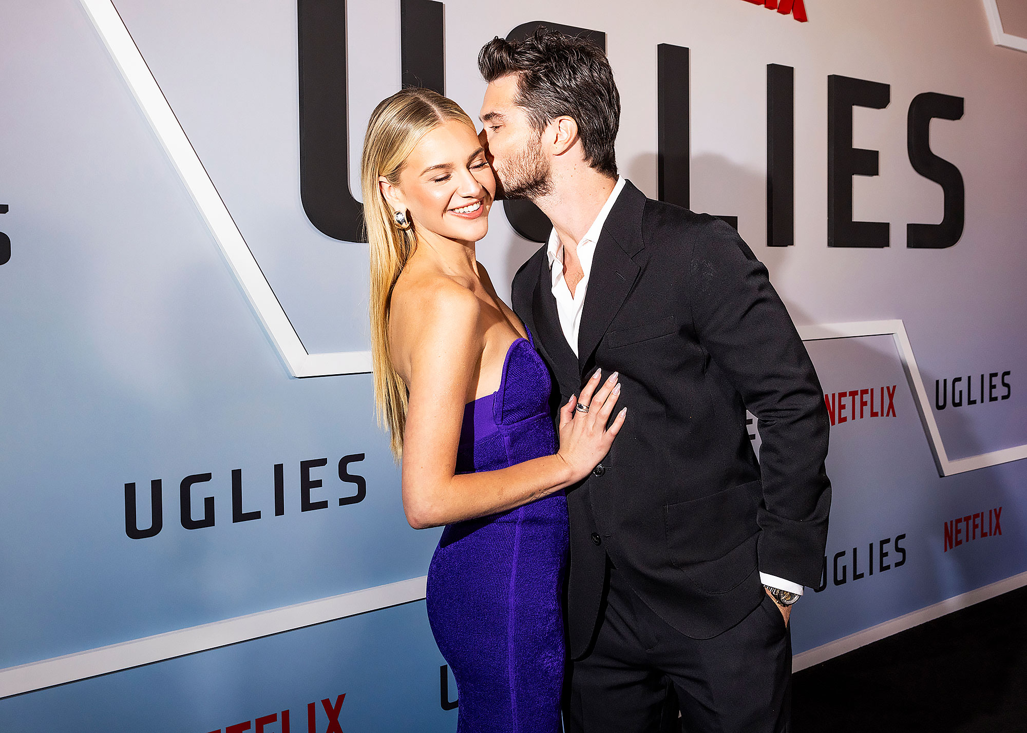 Chase Stokes Sweetly Kisses Kelsea Ballerini's Cheek at ‘Uglies’ Premiere