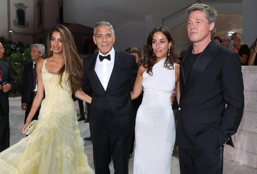 George Clooney y su esposa Amal tienen una cita doble con Brad Pitt y su novia Ines de Ramon en Venecia