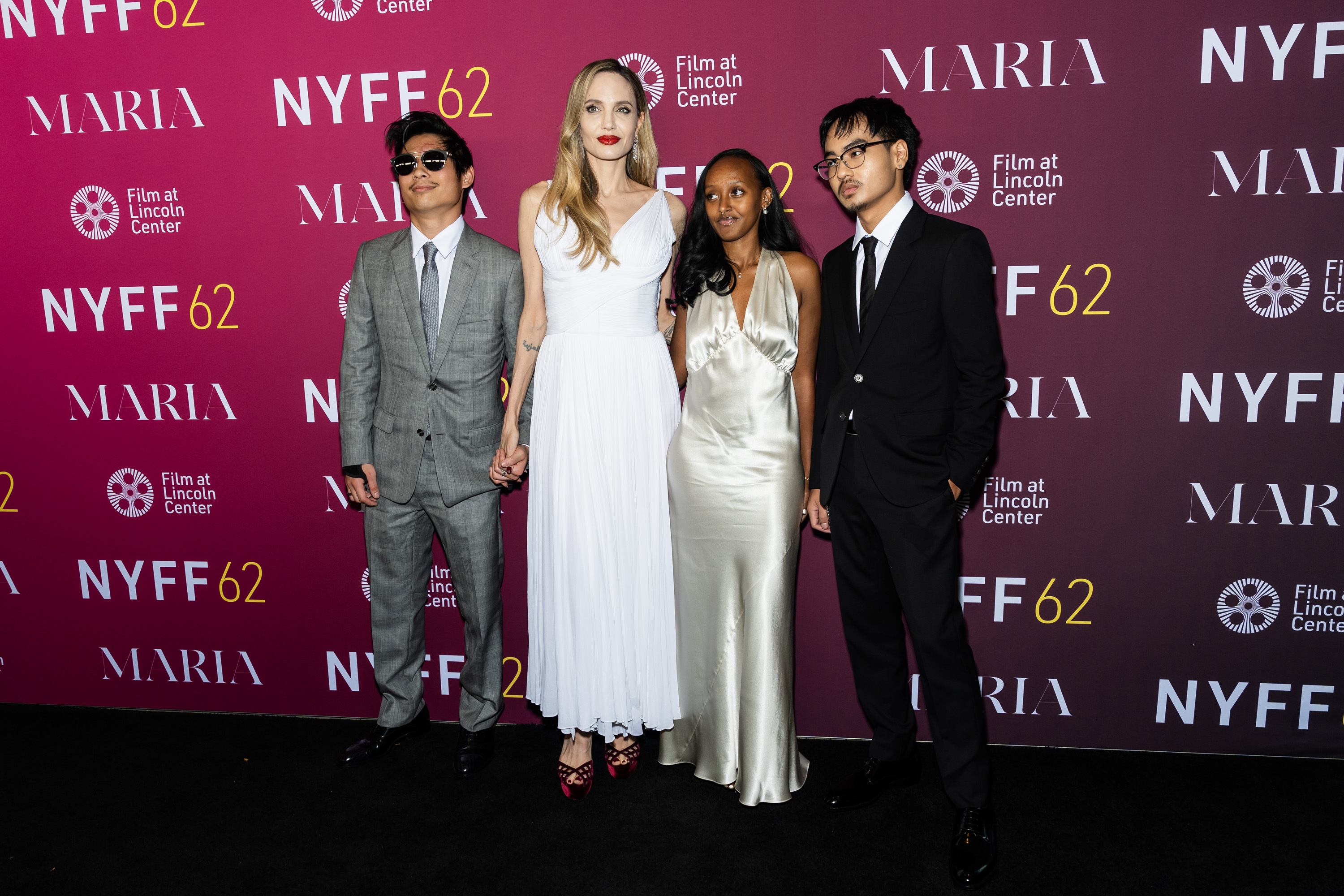 Angelina Jolie Shines Alongside 3 of Her Children on NYFF Red Carpet