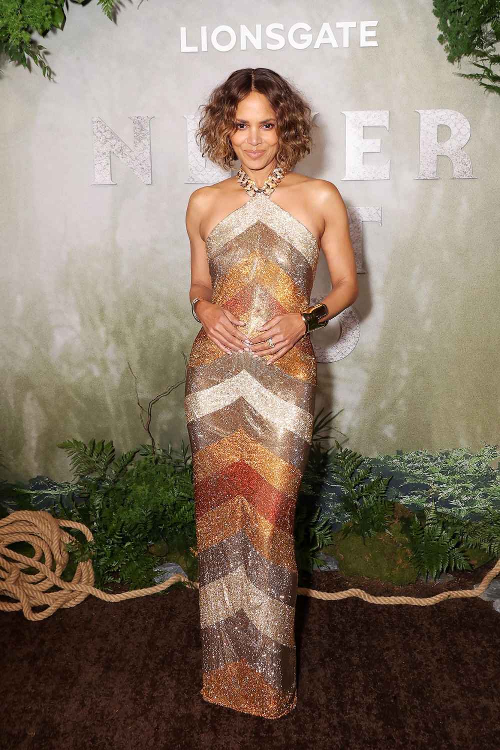 Halle Berry Glitters in Autumncore Gown at Never Let Go Premiere