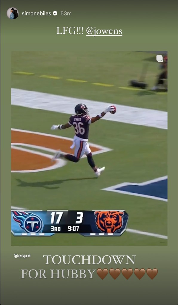 Chicago Bears’ Jonathan Owens Called 'Mr. Biles' by ESPN Broadcasters After Scoring Touchdown