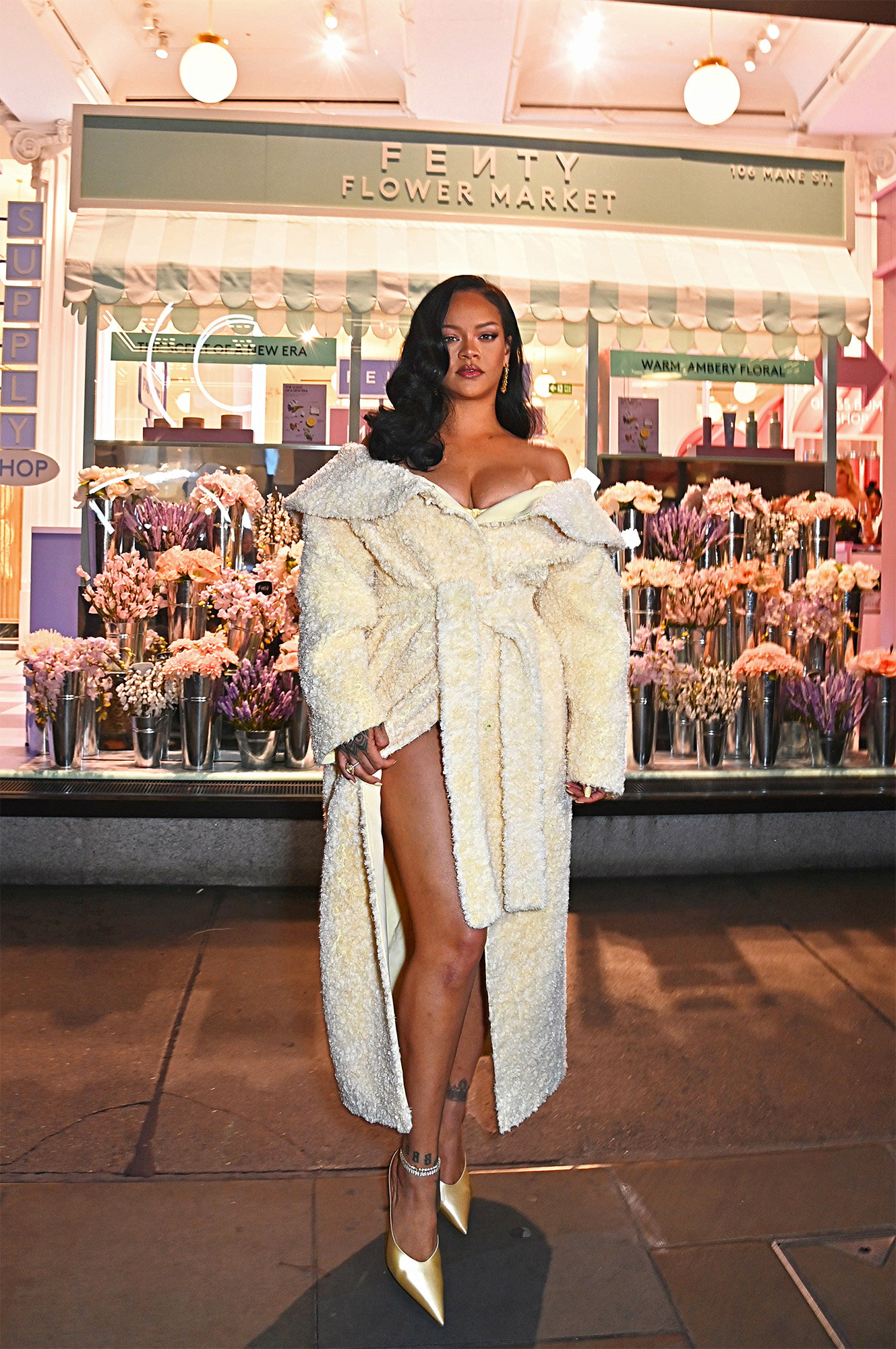 Rihanna Gets Cozy in Fuzzy Robe at Fenty Hair Launch in London Us Weekly