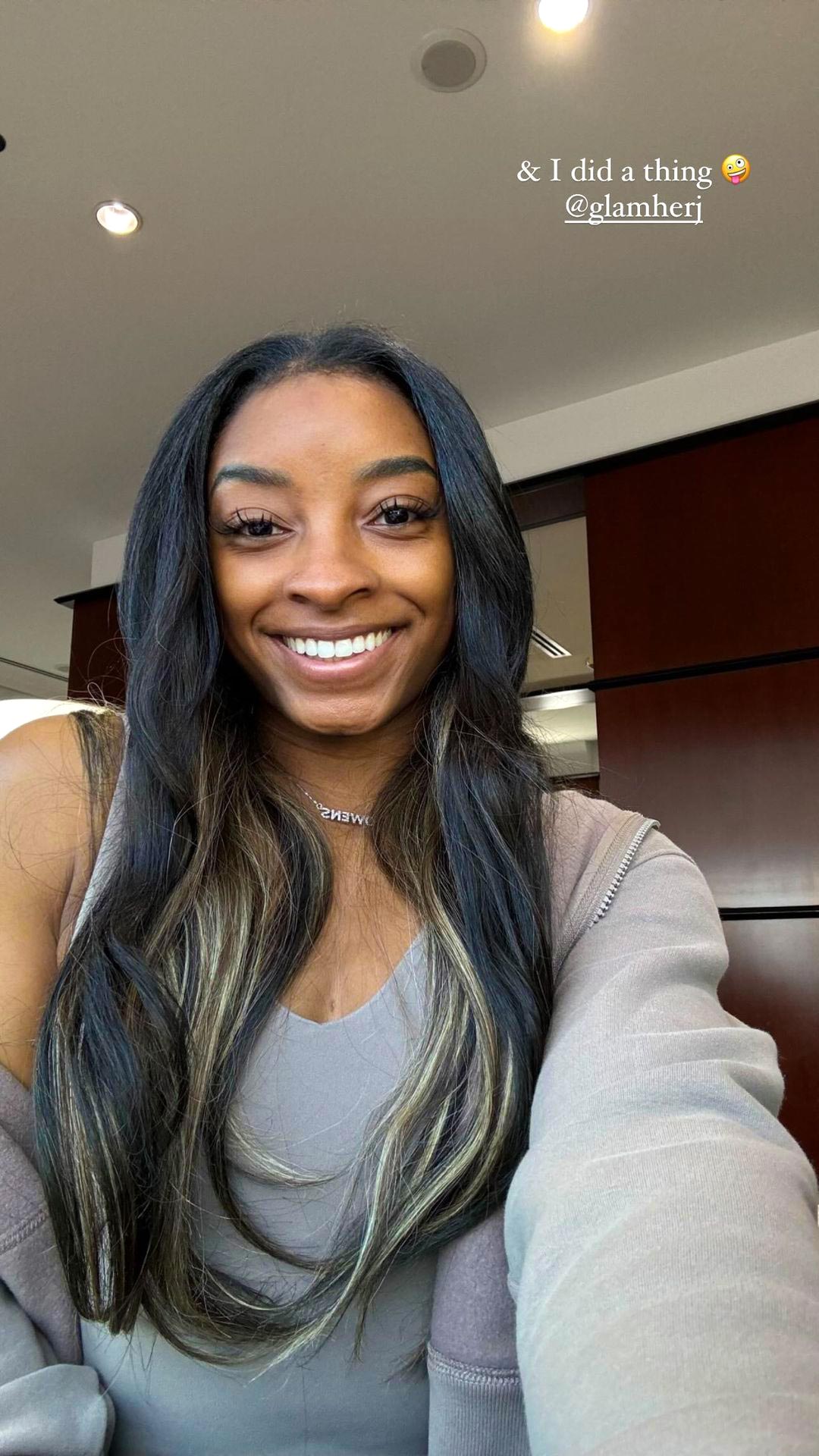 Simone Biles Debuts New Bright Blonde Highlights: 'I Did a Thing'