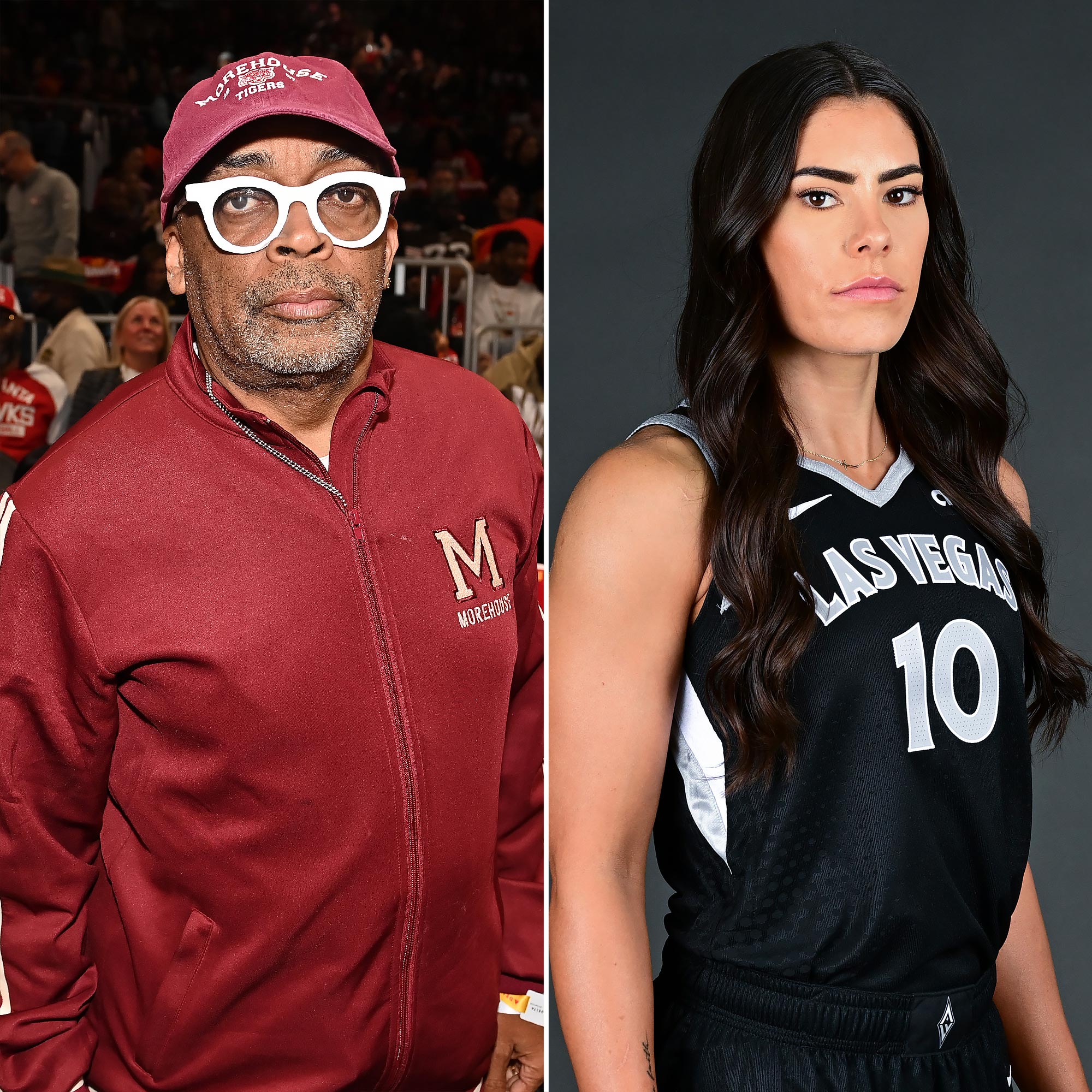 Spike Lee, estrela da WNBA Kelsey Plum Trash Talk na quadra no Aces-Liberty Game