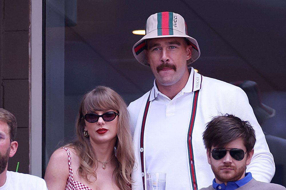 NEW YORK, NEW YORK – SEPTEMBER 08: Singer-songwriter Taylor Swift and Travis Kelce of the Kansas City Chiefs attend the men's singles final between Taylor Fritz of the United States and Jannik Sinner of Italy on day 14 of the 2024 US Open at the USTA Billie Jean King National Tennis Center on September 8, 2024 in the Flushing neighborhood of the New York borough of Queens. (Photo by Sarah Stier/Getty Images)