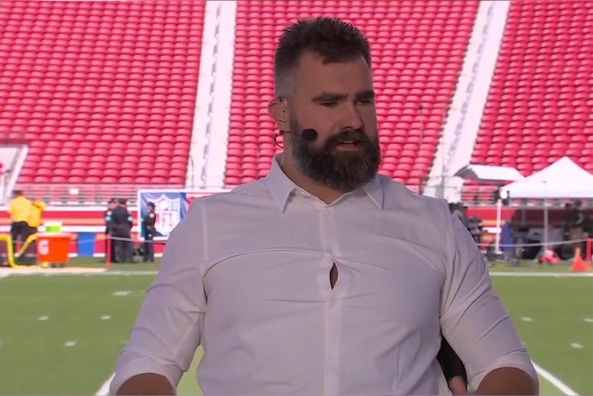 Travis Kelce Pokes Fun at Jason Kelce for Shirt Choice on ESPN s Monday Night Countdown 823