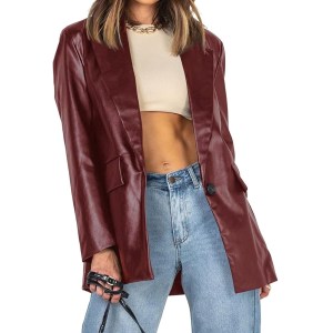 Pepochic Oversized Leather Blazer Amazon