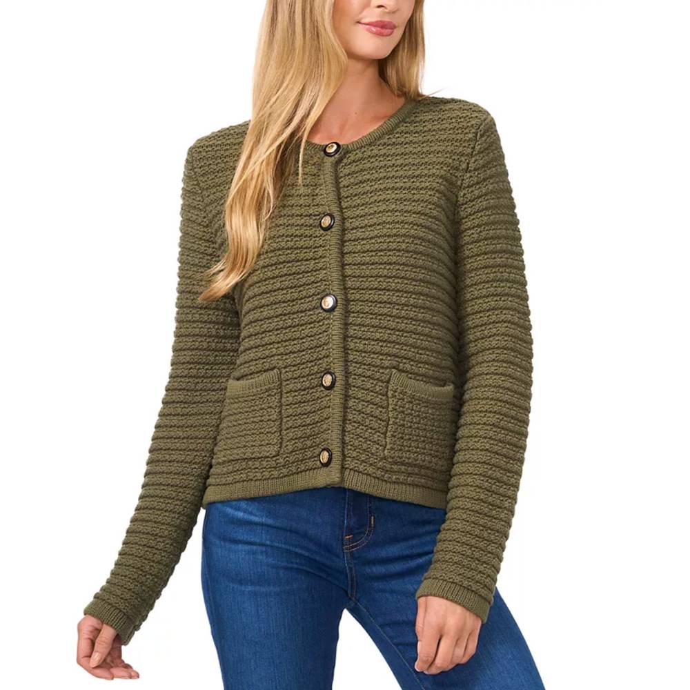 Cece Textured Knit Patch Pocket Cardigan Macy's