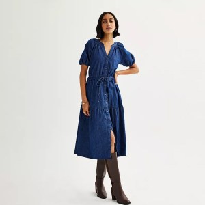 Sonoma Goods For Life Elastic Sleeve Midi Dress Kohl's