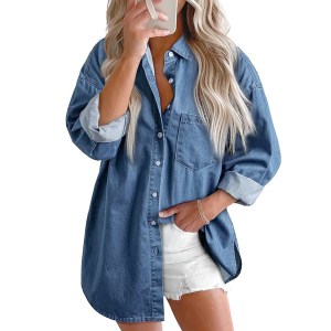 Astylish Denim Button Down Top Amazon