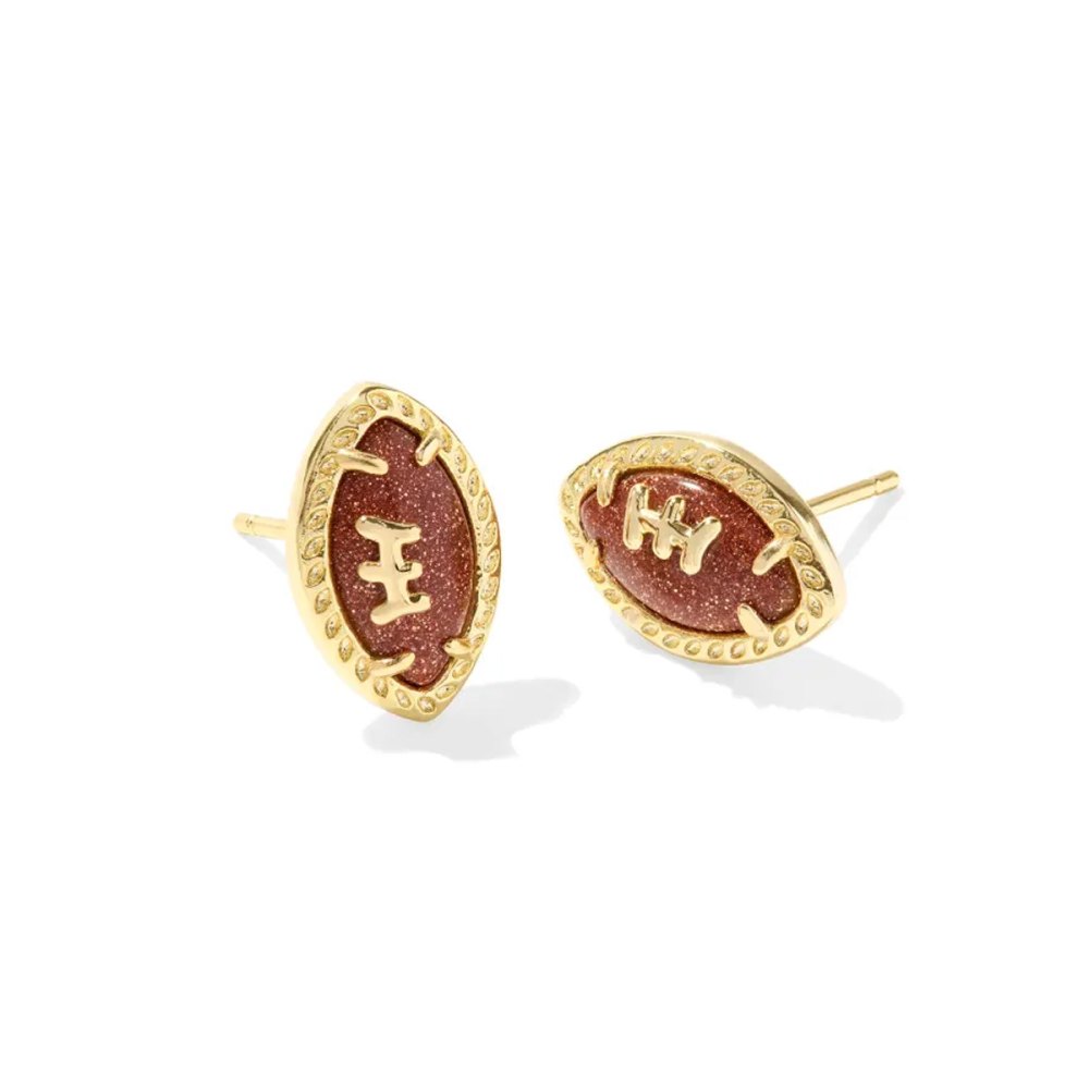 Football Gold Stud Earrings 