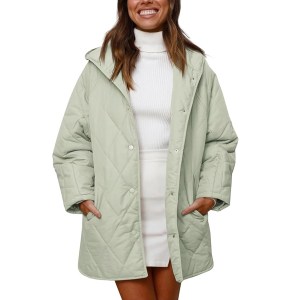 Fisoew Oversized Hooded Quilted Jacket with Pockets Amazon