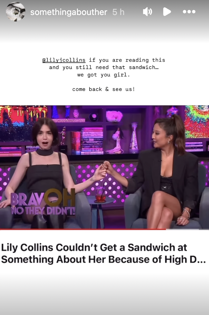 Algo sobre ella responde a Lily Collins diciendo que no pudo entrar